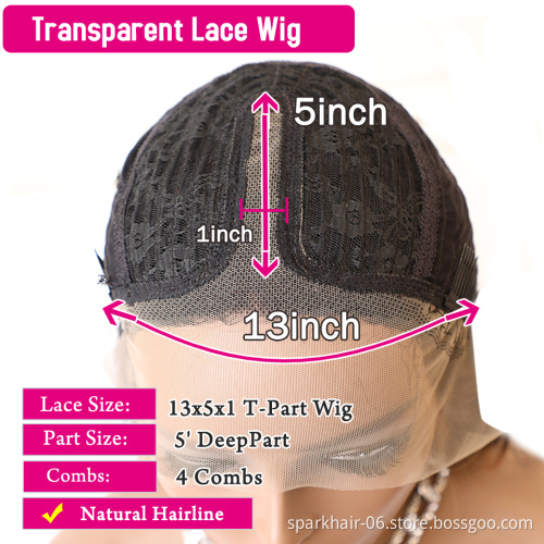 Unprocessed Brazilian Human Hair T-Part Lace Wig Vendors Raw Water Wave Virgin Cuticle Aligned Full Swiss Lace Frontal Wig